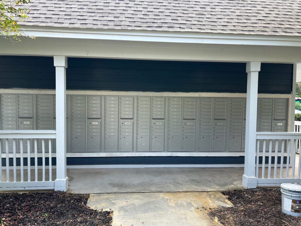 Image of cluster mailboxes at Avana Long Point apartment complex.